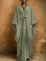 Retro Loose-fit Striped Maxi Dress