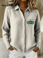 Tennis Club Decorative Patterns Casual Shirt Collar Long Sleeve Sweater