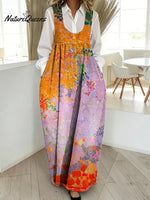 Women's Abstract Pattern Art Print Casual Cotton Denim Dress