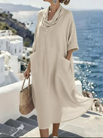 Women's Linen And Cotton Pocket Dress