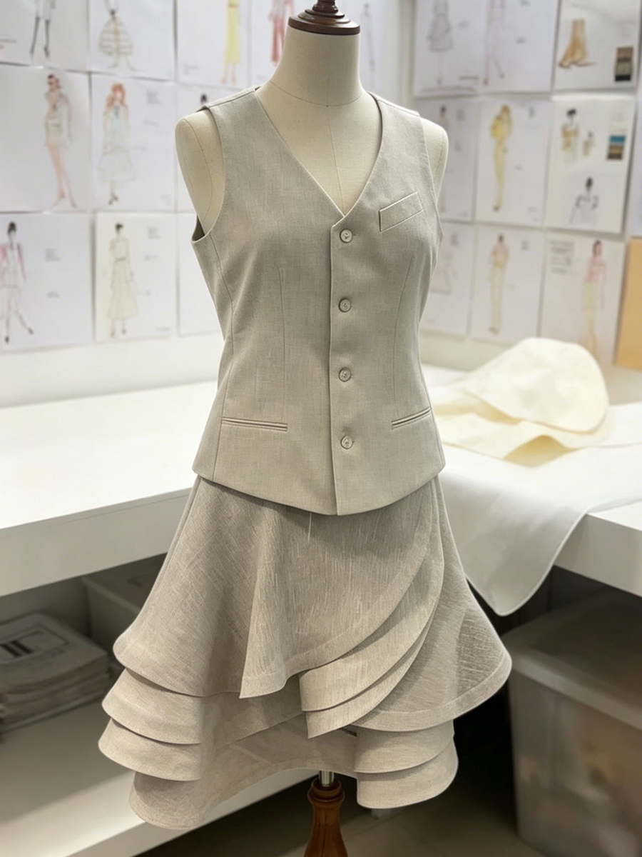 Artistic Cut Elegant Cotton-linen Suit Vest
