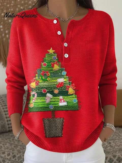 Women's Little Christmas Tree Casual Printed Sweater