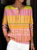 Women's VintageGeometry Pattern Art Print Buttoned Cardigan Sweater