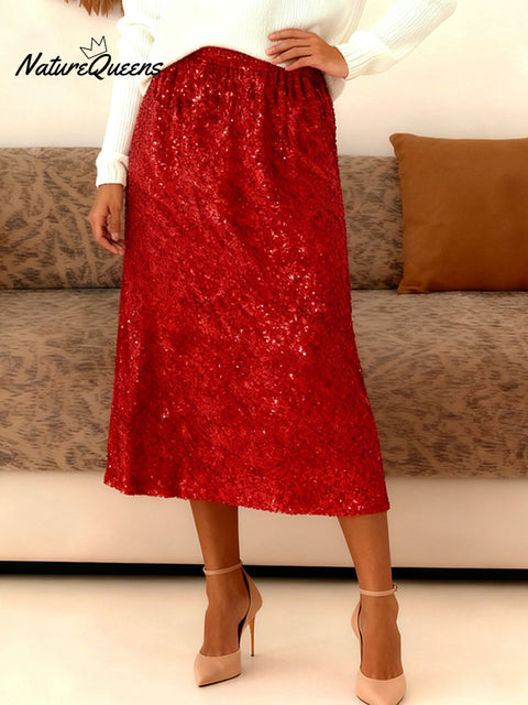 Women's Elegant Velvet Sequin Skirt