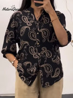 Women's Paisley Print Cotton Linen Shirt