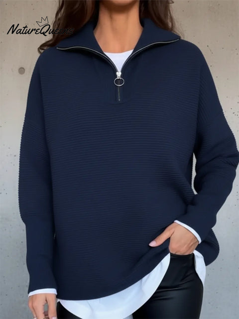 Women's Cozy Zipper Collar Sweater Pullover