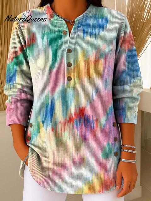 Women's Color Flowers Gradient Print Casual Cotton Shirt