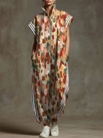 Women's Abstract Pattern Art Print Casual Cotton Jumpsuit