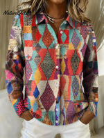 Women's Vintage Abstract Pattern Collared Sweater
