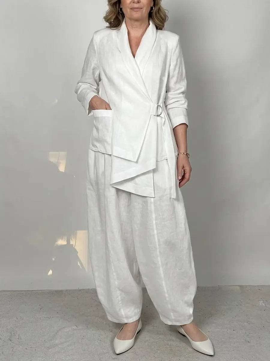 Women's Minimalist High-end Cotton And Linen Set