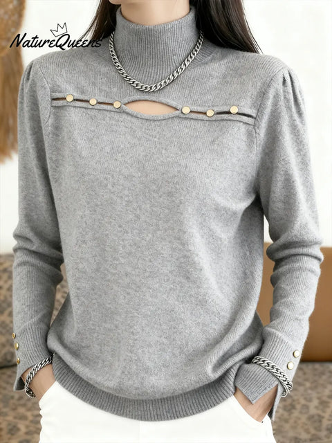 Women's Christmas Solid Color Hollow-Out Pullover Sweater