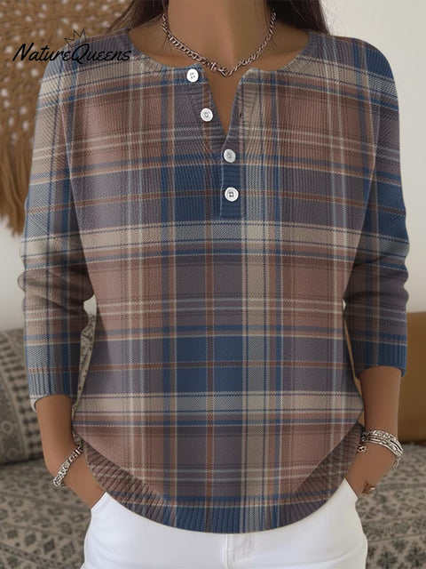 Geometric Grid Decorative Pattern Casual Cardigan Collar Long Sleeve Sweater