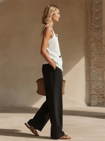 Minimalist Button Shirt And Wide-leg Pants Two-piece Set