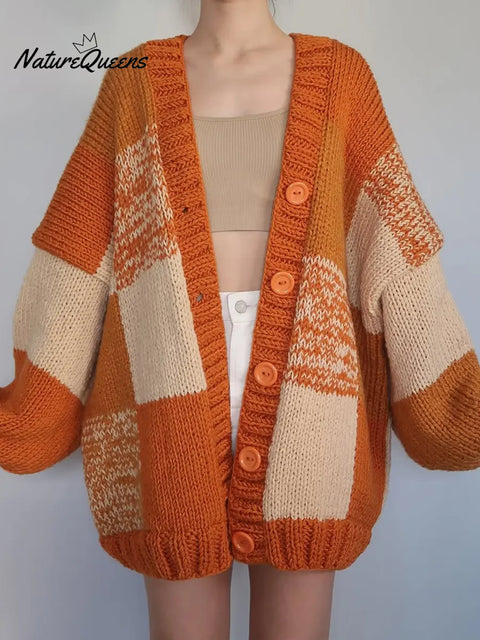 Women's Cozy Loose Plaid Cardigan