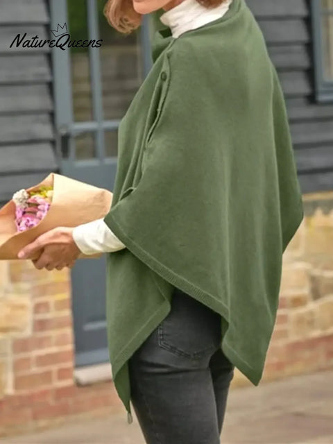 Women's Loose Casual Button Cape