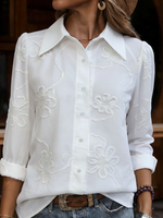 Romantic Floral Embroidered Polo Shirt
