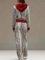 Casual Snakeskin Print Sweatshirt And Wide-leg Pants Two-piece Set