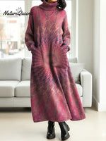 Women's Ethnic-style Patterns Print Casual Cotton Knitted Dress