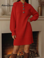 Women's Cozy Button-down Sweater Dress