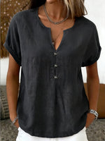 Women's Button-front V-neck Short-sleeve Shirt
