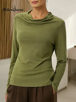 Women's Solid Color Swing Neck Long Sleeve Casual Loose Knit Sweater