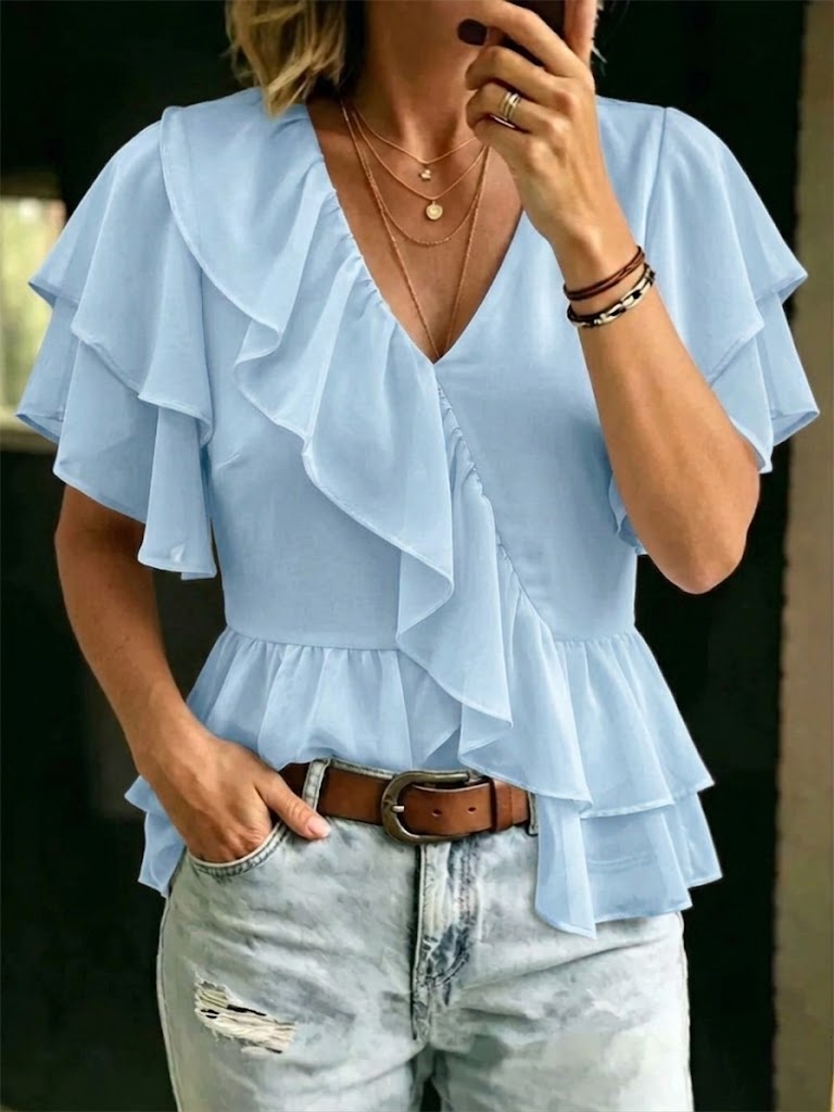 Elegant Ruffled Chiffon Blouse