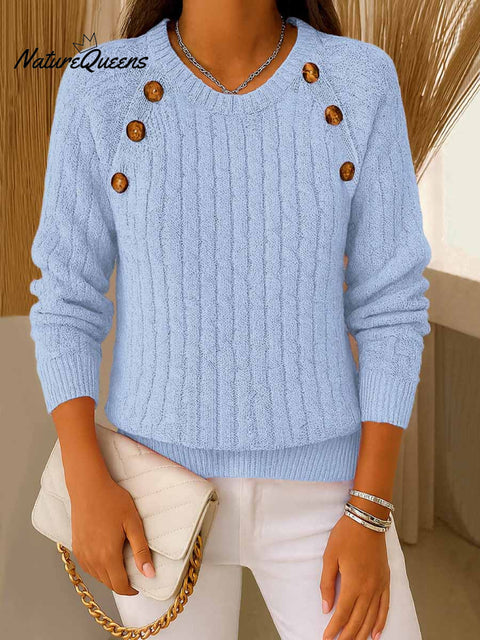 Women's Crew Neck Long Sleeve Casual Loose Knit Top