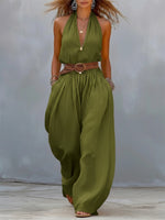 Casual Linen And Cotton Sleeveless Jumpsuit