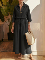 Women's Lapel Denim Cotton Shirt And Skirt Two-piece Set