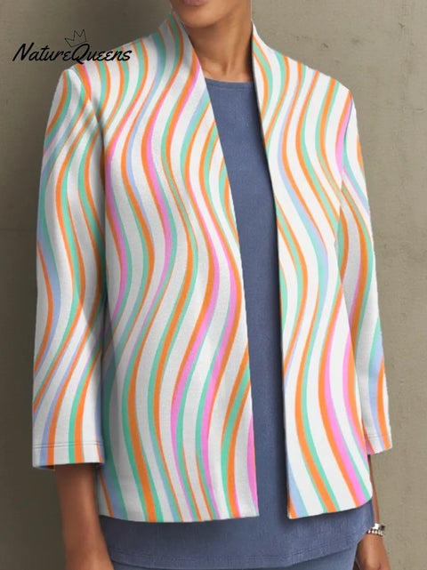 Women's Abstract Pattern Art Print Casual Coat