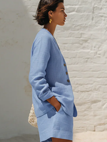 Casual And Minimalist Linen-cotton Two-piece Set