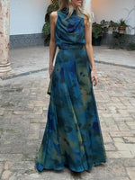 Two-piece Set: Stylish Artistic Print Top And Maxi Skirt