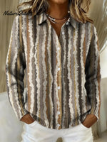 Women's Retro Stripes Printed Collared Sweater