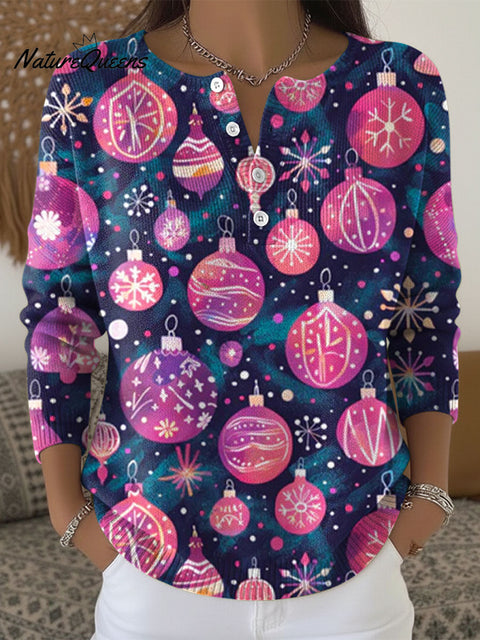 Women's Christmas Colors Lanterns Pattern Art Print Buttoned Cardigan Sweater