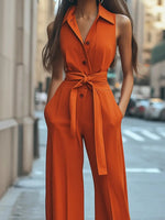 Chic Sleeveless Orange Summer Staple - Jumpsuit