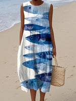 Women's Fish Pattern Art Print Casual Cotton Dress