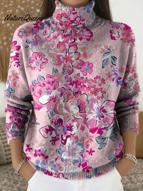 Women's Retro Flowers Pattern Art Print Casual Cotton Shirt