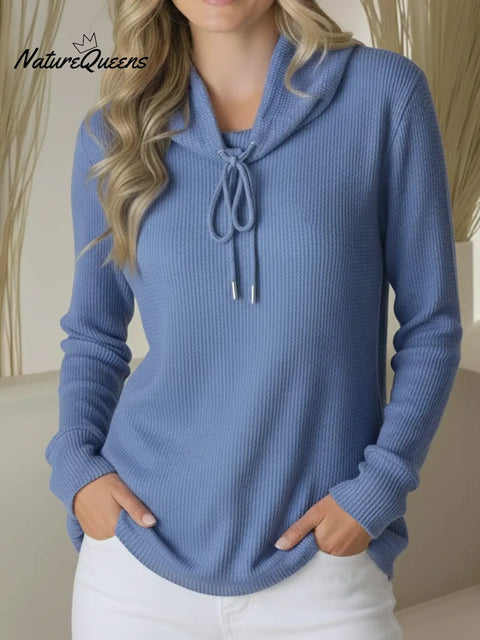 Women's Comfortable Cowl Neck Waffle Sweatshirt
