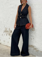 Elegant Metal Buttons Denim Two-piece Set