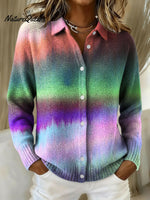 Women's Vintage Geometric Abstract Pattern Art Print Cowl Neck Sweater