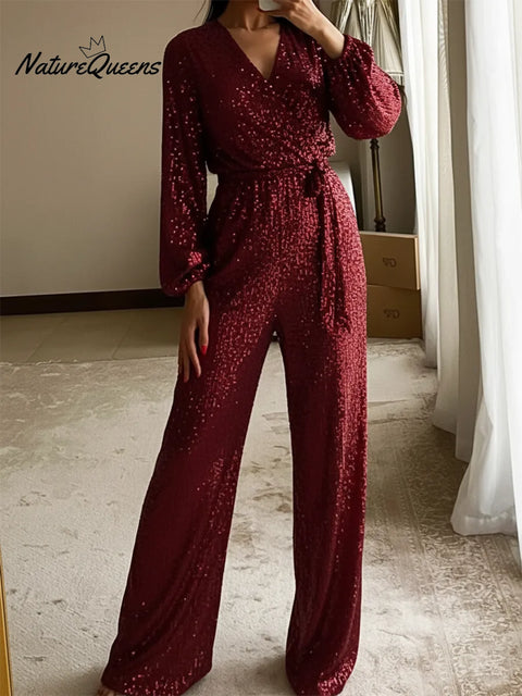 Women's Elegant Christmas Party Sparkling Jumpsuit