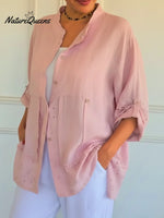 Women's Lace-paneled Cotton And Linen Shirt