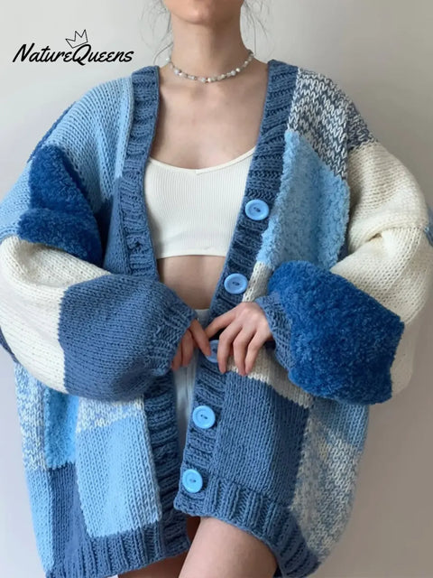 Women's Cozy Loose Plaid Cardigan