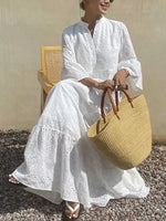 Women's Loose Retro Style Hollow Cotton Long Dress