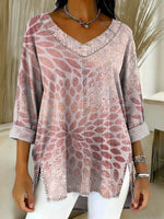 Women's Vintage Pattern Art Print Casual Denim Shirt