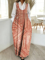 Women's Vintage Pattern Art Print Casual Cotton Denim Dress