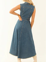 Women's Sleeveless Irregular Frayed Denim Dress