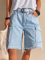 Women's High-waisted Loose-fit Wide-leg Denim Shorts
