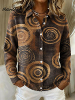 Geometric Circle Decorative Pattern Casual Shirt Collar Long Sleeve Sweater