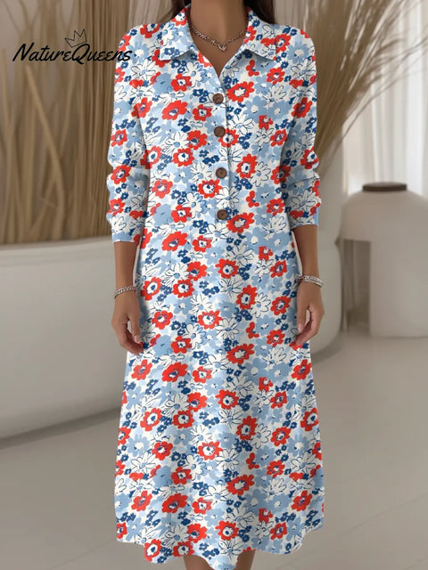 Women's Floral Pattern Art Print Casual Knitted Dress